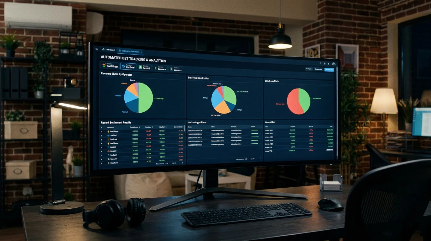 Automated bet tracking dashboard pulling settled results from multiple operators