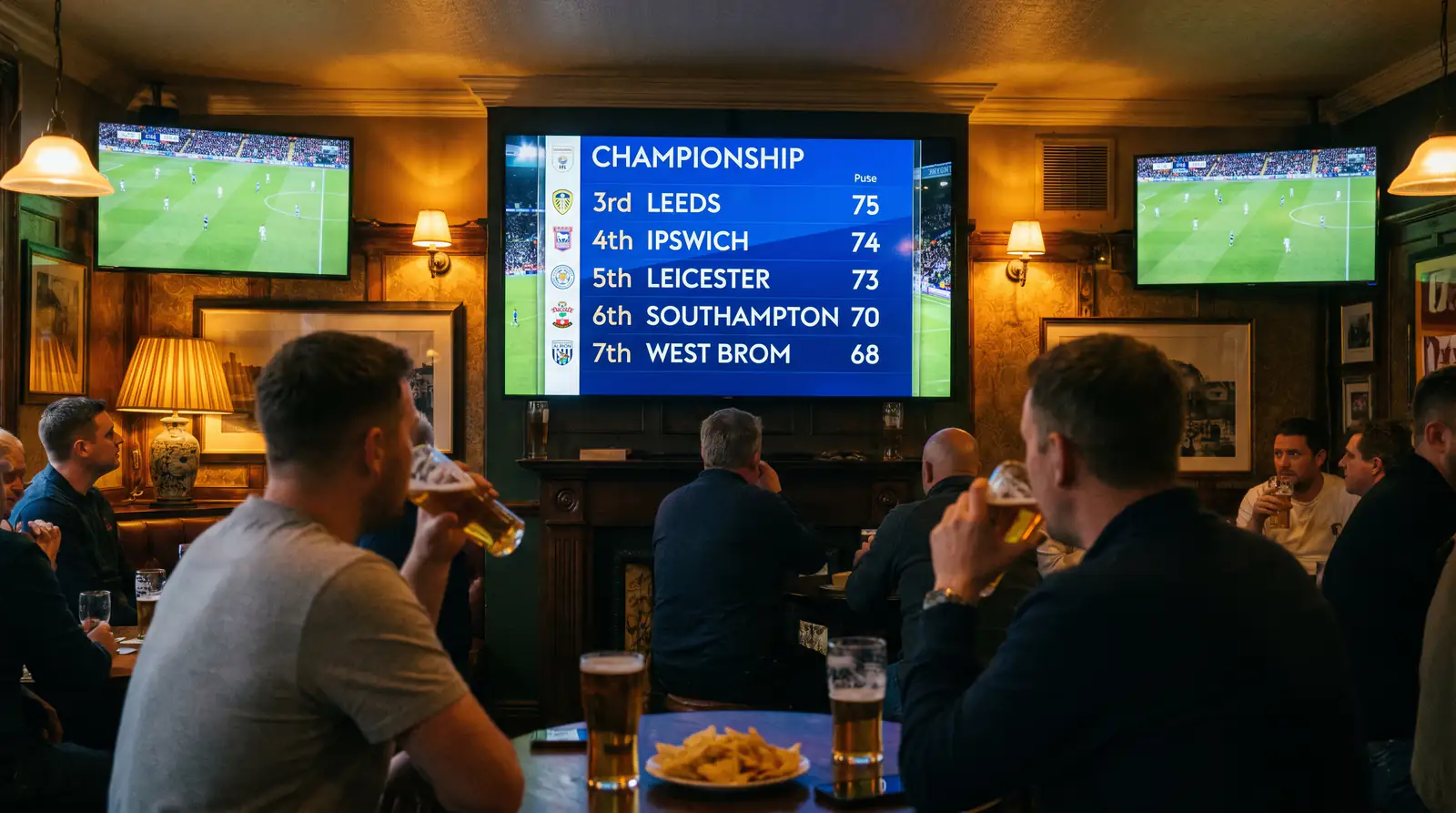 Championship league table showing tightly packed teams from third to seventh place