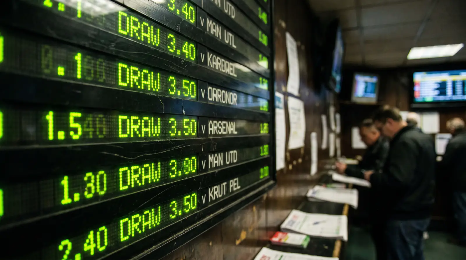 Bookmaker odds board showing draw prices drifting in a football match