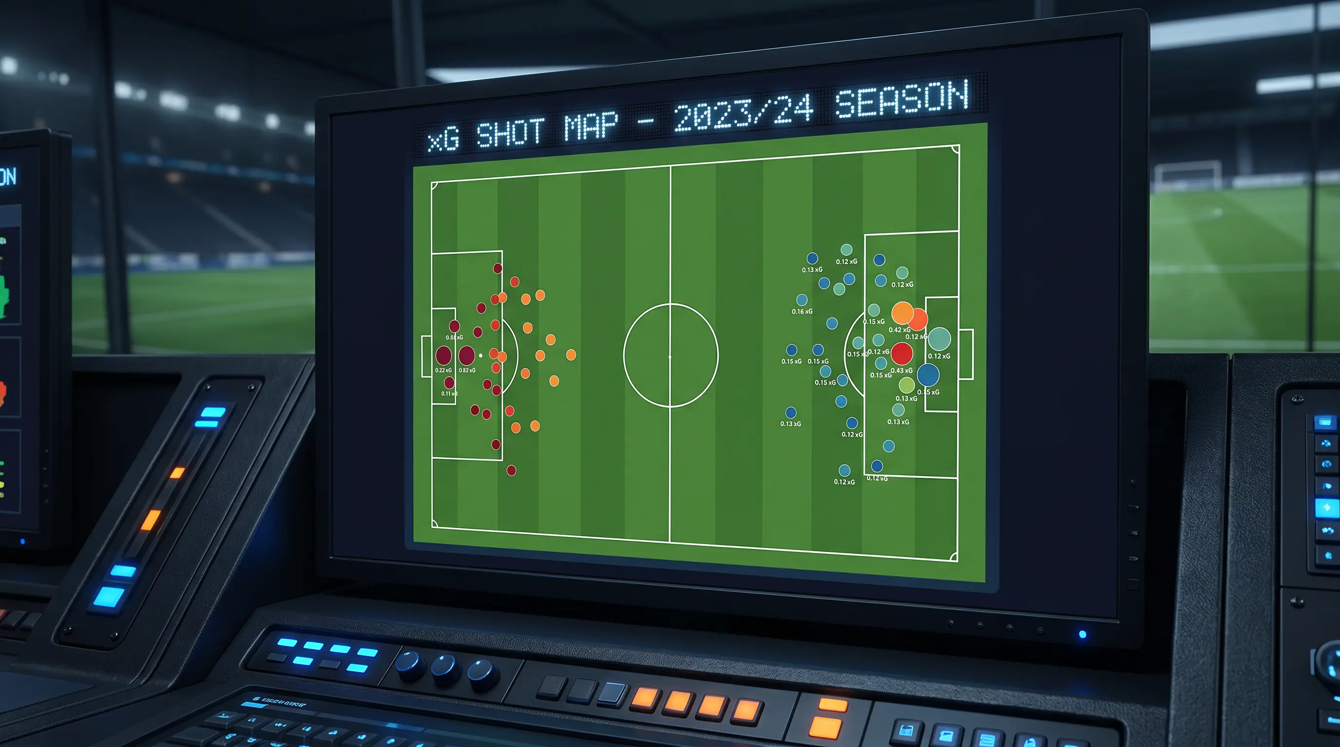 Football expected goals shot map showing chance quality across a match