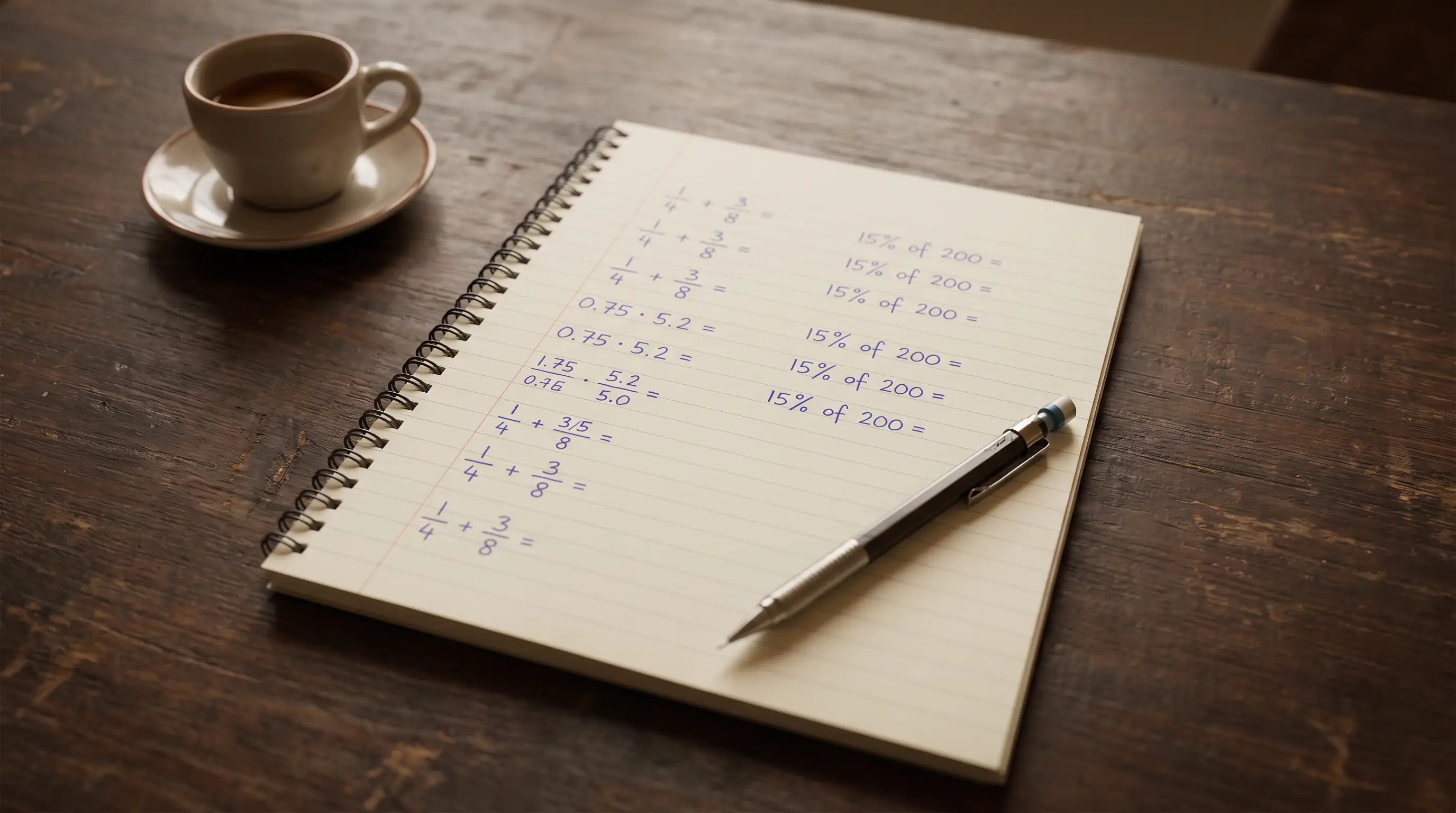Notebook page showing fractional to decimal odds conversion calculations