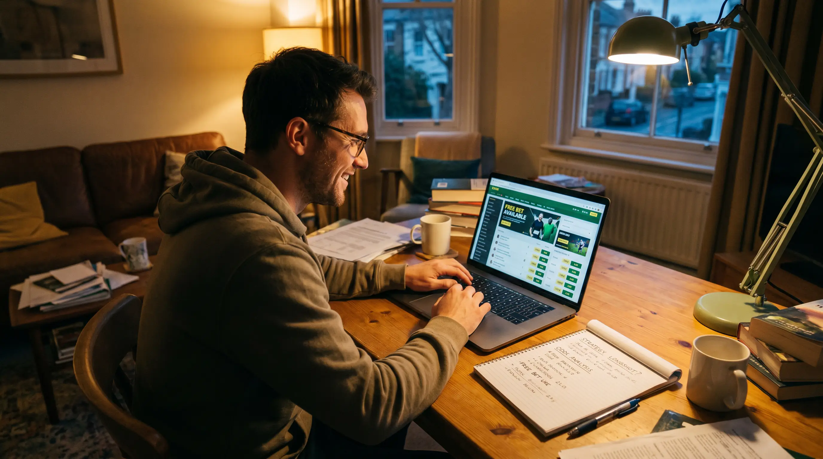 Football bettor selecting a high-odds match for optimal free bet usage