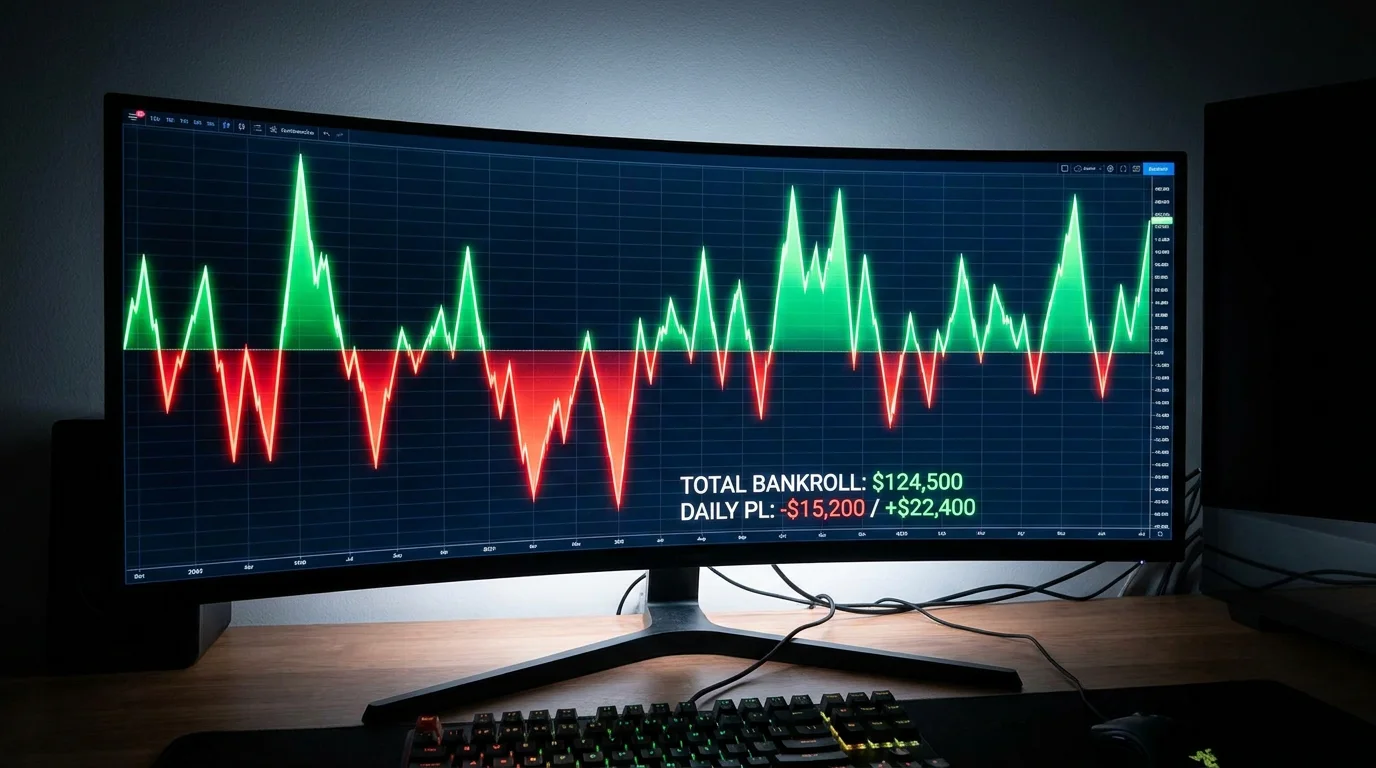 Volatile bankroll chart illustrating Kelly Criterion swings