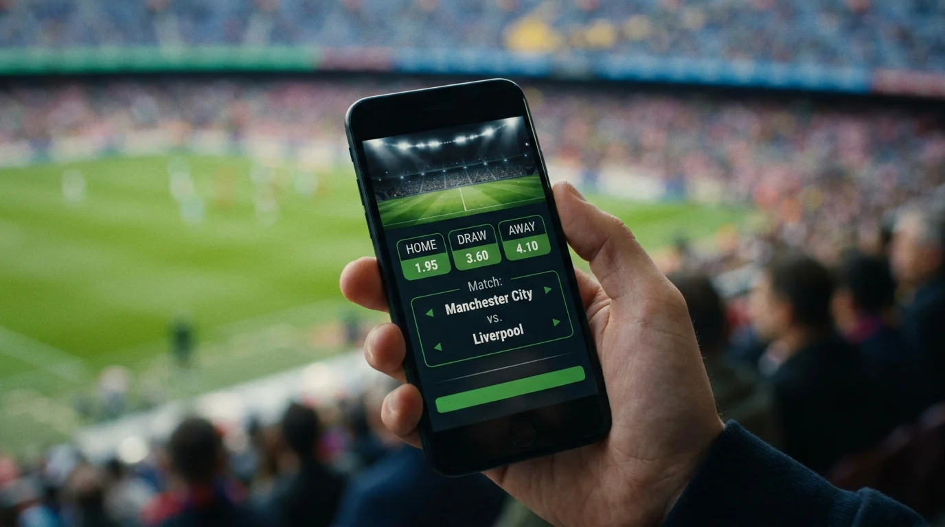 Clear betting screen showing a straightforward home-draw-away market for a football match