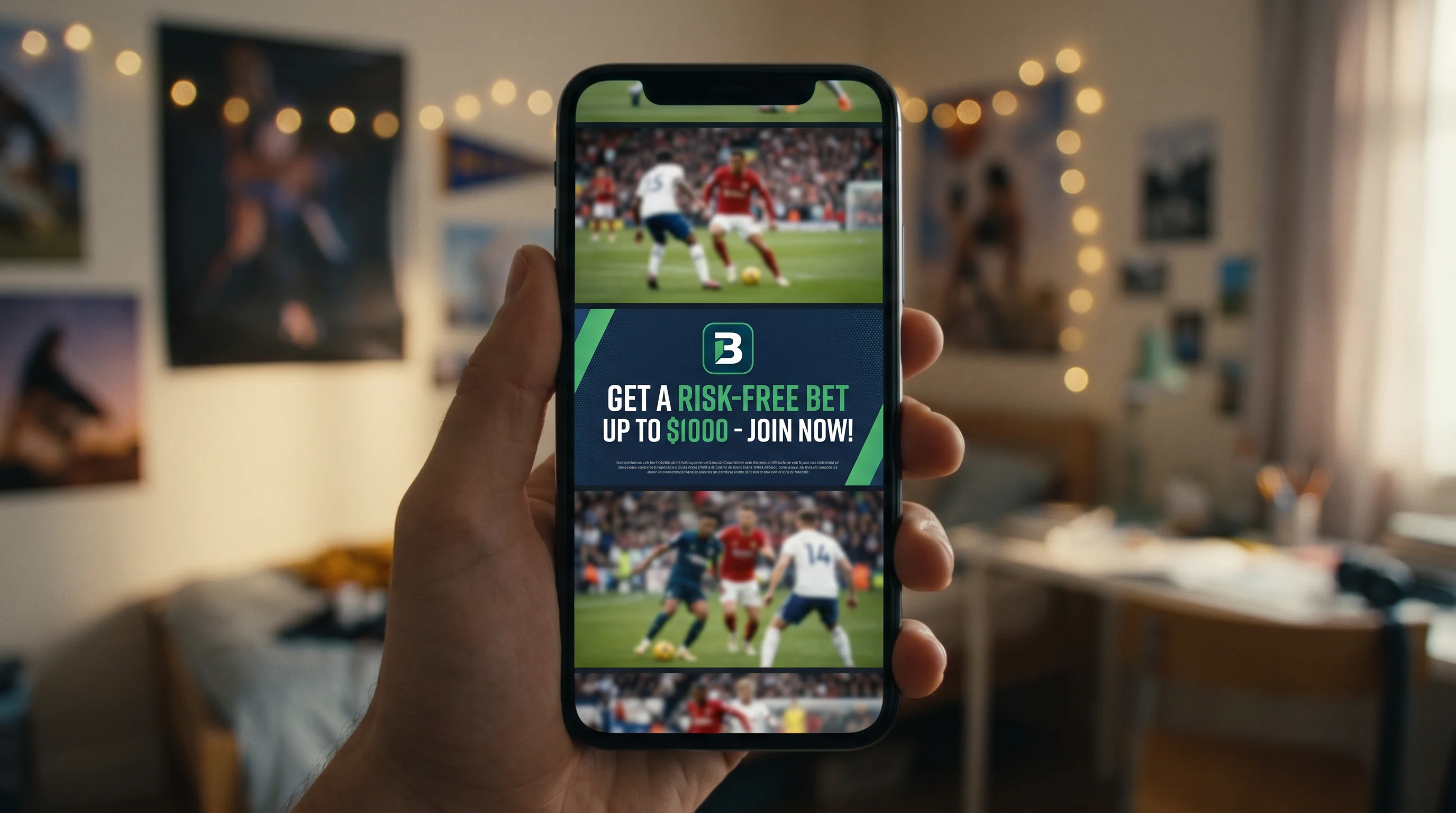Social media feed showing gambling advertisements alongside football content