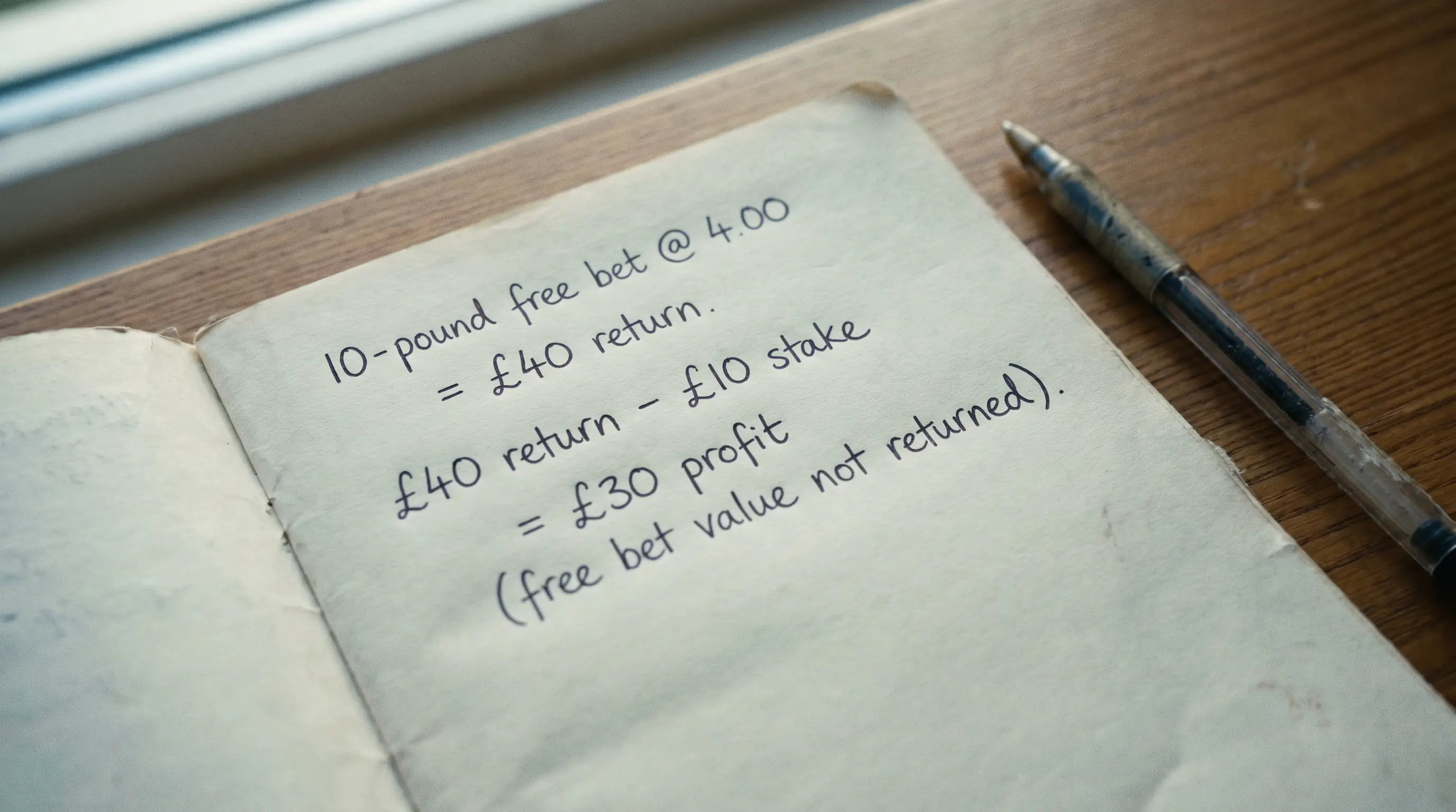 Free bet payout breakdown showing profit-only return without stake