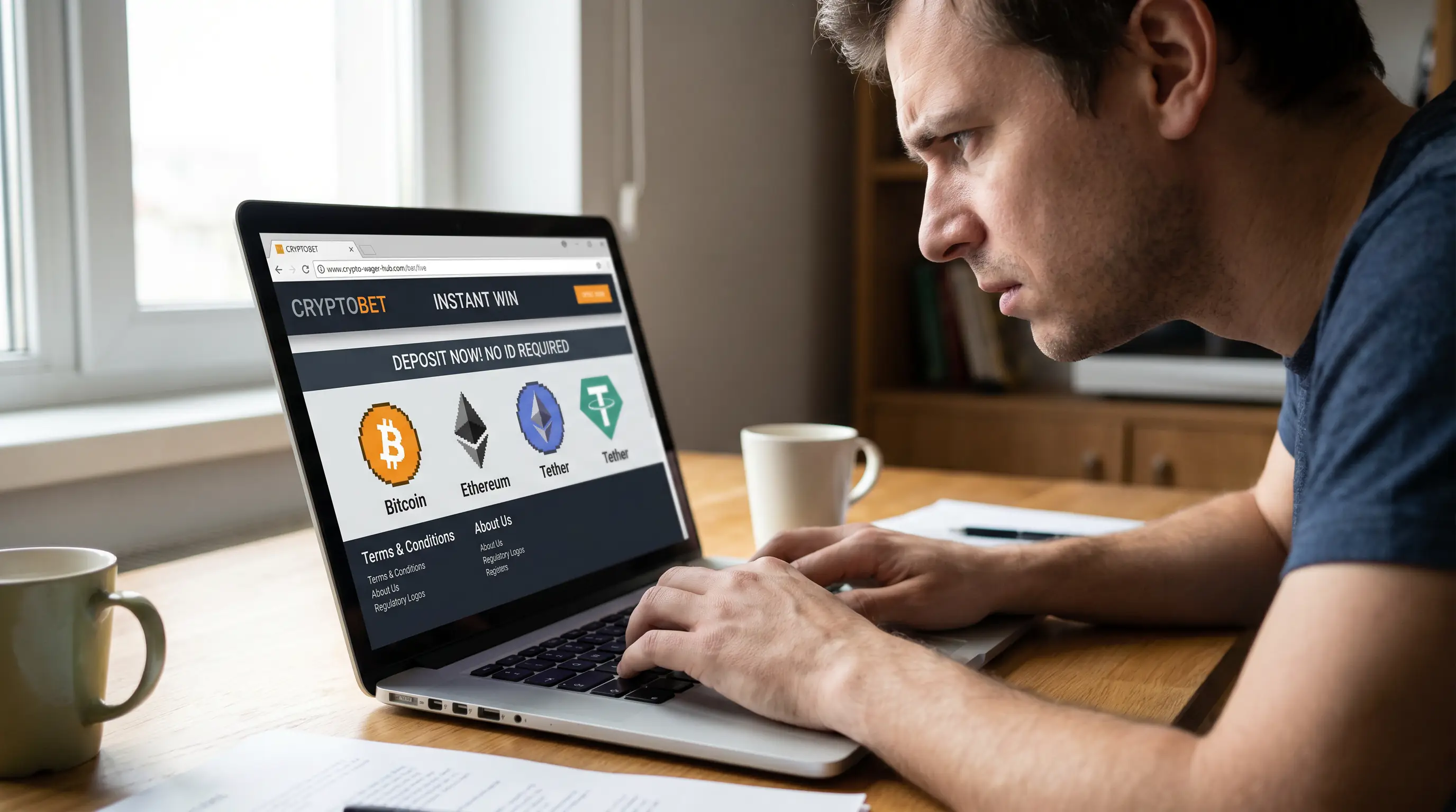 Warning signs on a suspicious betting website missing licence details and legitimate payment options